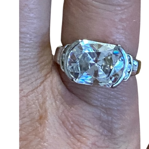 Sterling silver stamped SS 925 ring with sparkly bling faceted stones - Picture 9 of 17